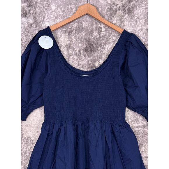 New Hill House Dress XL Womens The Louisa Nap Blue Cotton Smocked Midi - Picture 2 of 9